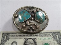 Early Signed Pawn Turquoise/Sterling Belt Buckle 2