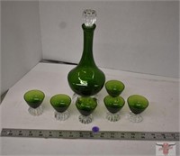 Green Decanter and Glasses