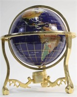 WORLD GLOBE INLAID WITH SEMI-PRECIOUS STONE