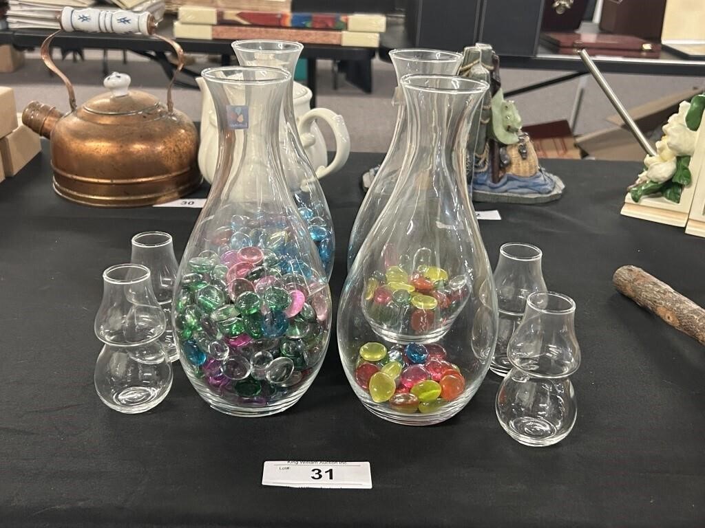 Eight Vases And Decorative Glass