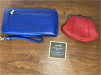 Fossil Blue Wallet & Red Coin Purse