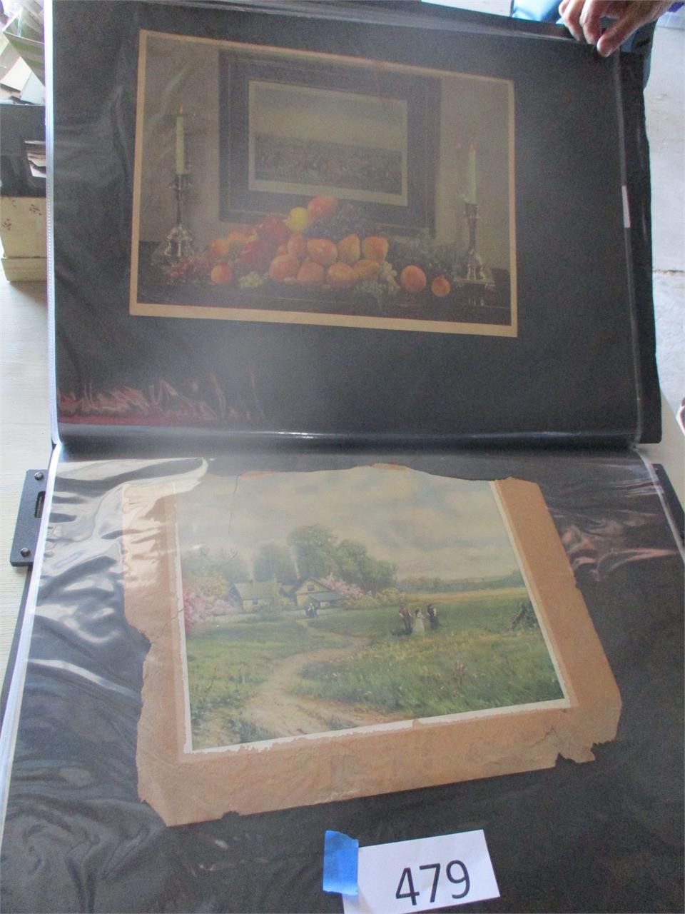 2 Vintage Prints--Still Life and Landscape