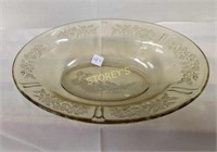 Oval Amber 10" depression glass Bowl