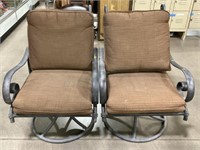Pair Traditional Aluminum Swivel Patio Chairs