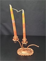 1960s-70s copper twin candlestick holder.