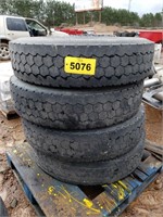 (4) 11R24.5 Virgin Rubber Tires