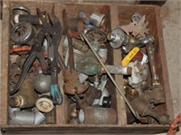 wooden crate of used plumbing fittings,