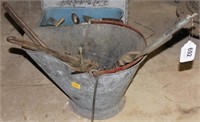 coal bucket & shovel, few tools in bucket