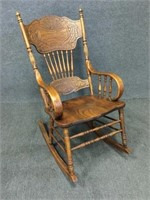 Pressed Back Oak Rocking Chair