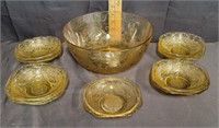 Federal Madrid Amber Depression Glass Bowls