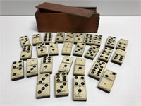 Vintage Dominoes in Wood Box