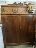 Walnut Stained Armoire Great Shape (8) Drawers And