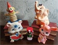Mid century rubber squeaky toys