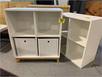 PAIR OF WHITE PRESSED WOOD STORAGE CUBICLES W/ 2