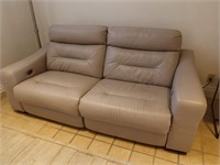 Leather Couch with Double Electric Recliners