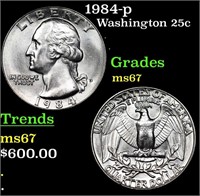 1984-p Washington Quarter 25c Grades GEM++ Unc