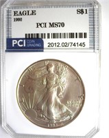 1992 Silver Eagle MS70 LISTS $1350