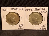 1968D & 1969D Kennedy Half Dollars