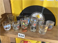 ASSORTED SHOT GLASSES, VERONA, LONDON, ITALY,