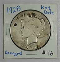 1928  Peace Dollar  "Key date"   damaged