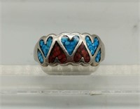 STERLING SILVER (UNMARKED) HEART RING SZ 6.5