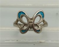 TURQUOISE BUTTERFLY RING SZ 8-8.5