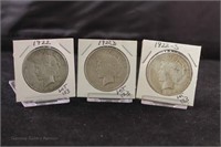(3) Peace Silver Dollars: