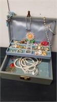 Jewelry box with vintage jewelry