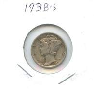 1938-S Mercury Silver Dime