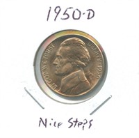 1950-D Jefferson Nickel - Nice Steps