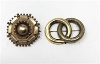 2 Victorian Brooches Yellow Gold/ Gold Filled