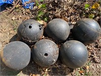 Vintage weathered bowling balls