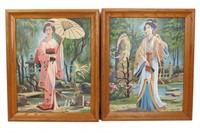 2 VINTAGE FRAMED JAPANESE PAINT BY NUMBERS