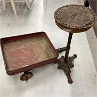 Small Red Wagon, Industrial Cast Iron Stool