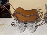 Small Decorative Sled & Pressed Glass Vases