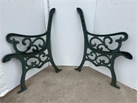 Green cast garden bench ends