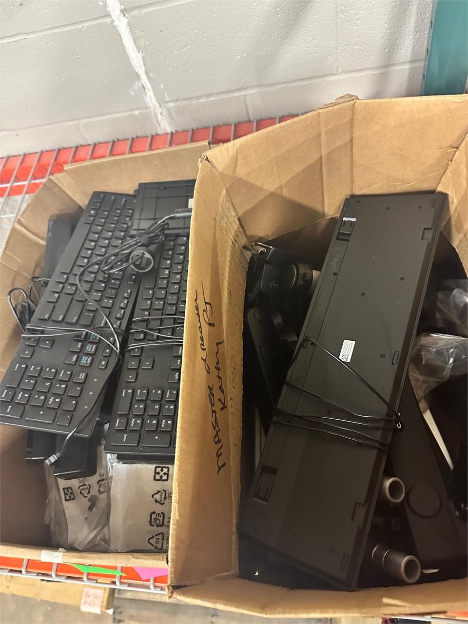 2 Boxes of Asst. Keyboards, Misc. Electronics & Su