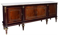 FRENCH LOUIS XVI STYLE MARBLE MAHOGANY SIDEBOARD