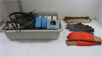 Assorted Lot-Rope, Bungee Cords, Gloves, Foam