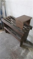 Wood Bench-33 1/2" x 23" x 13 1/2" and Wood Stool