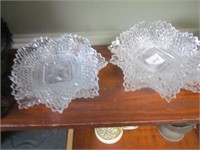 7 Ruffled Clear Diamond Cut Candy Dishes