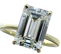 14k Gold 8.33 ct Emerald Cut VS Lab Diamond Ring
