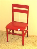 Small Vintage Child's School Chair - painted red