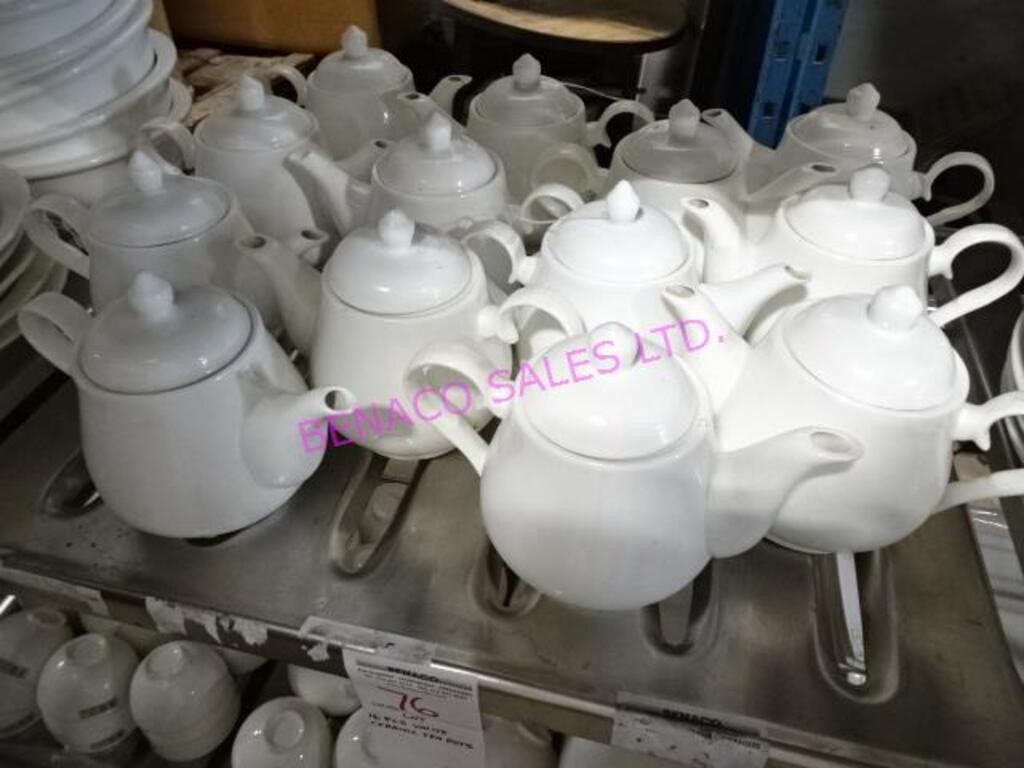 LOT,16PCS WHITE CERAMIC TEA POTS