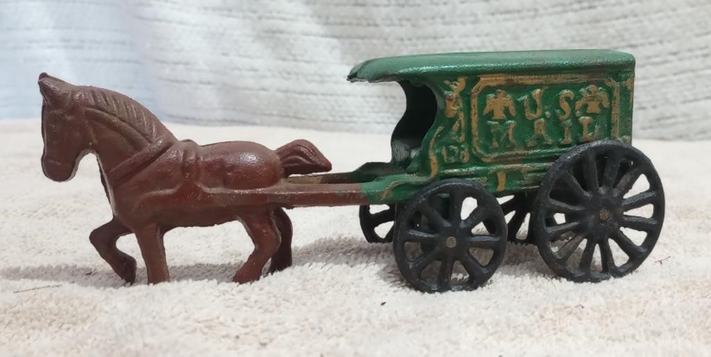 Vintage Cast Iron U.S. Mail Wagon