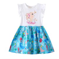 P3205  CM-Kid Little Girls Easter Bunny Dress 7T