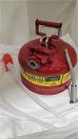 NEW Justrite 3 Gal Gas Can With Syphon Hose