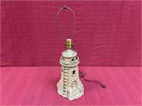 Art pottery lamp, lighthouse form