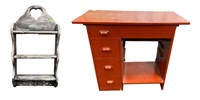 Painted modern desk, hanging shelf,