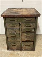 Butcher Block Top Industrial Drawered Cabinet